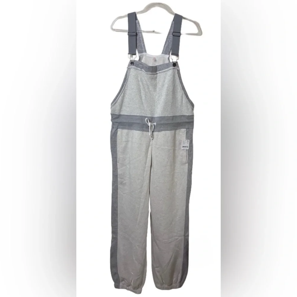 NWT Free People Movement M Making It Overalls in Heather Gray Combo New $168 - Picture 2 of 10
